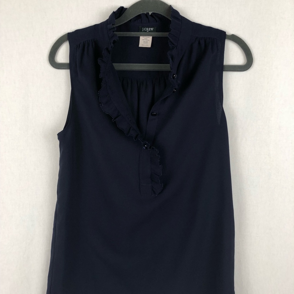 JCrew Navy raw edge ruffle collar blouse size 0